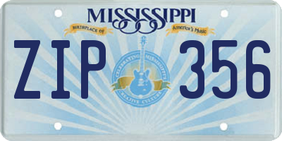 MS license plate ZIP356