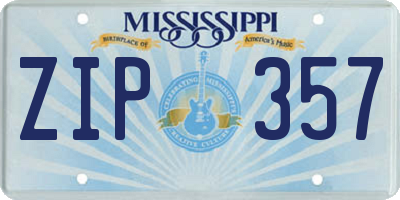 MS license plate ZIP357