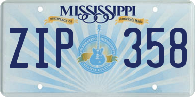 MS license plate ZIP358