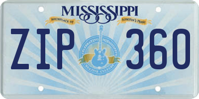 MS license plate ZIP360