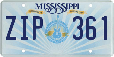 MS license plate ZIP361