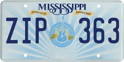MS license plate ZIP363