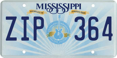 MS license plate ZIP364