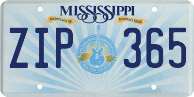 MS license plate ZIP365