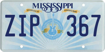 MS license plate ZIP367