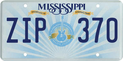 MS license plate ZIP370