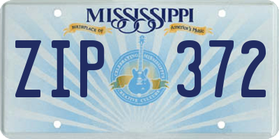 MS license plate ZIP372
