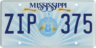 MS license plate ZIP375