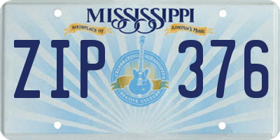 MS license plate ZIP376
