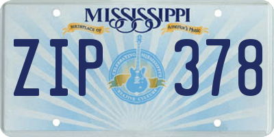 MS license plate ZIP378