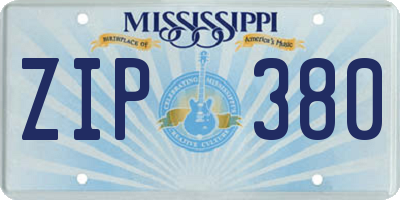 MS license plate ZIP380
