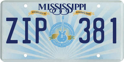 MS license plate ZIP381