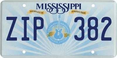 MS license plate ZIP382