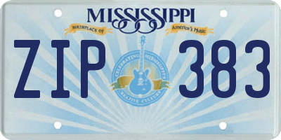 MS license plate ZIP383
