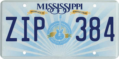 MS license plate ZIP384