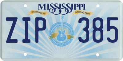 MS license plate ZIP385