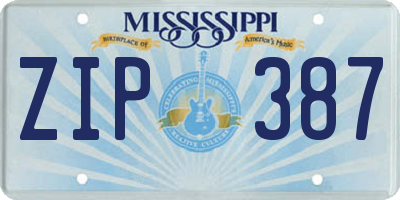 MS license plate ZIP387