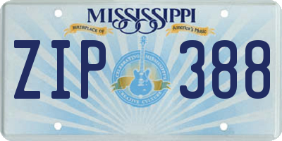 MS license plate ZIP388