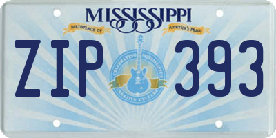MS license plate ZIP393