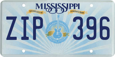 MS license plate ZIP396