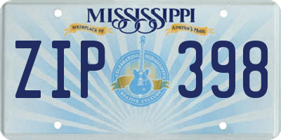 MS license plate ZIP398