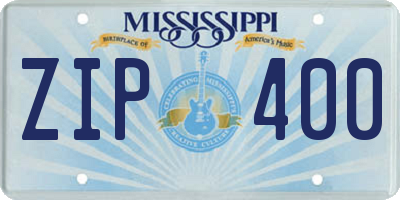 MS license plate ZIP400