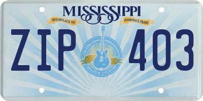 MS license plate ZIP403