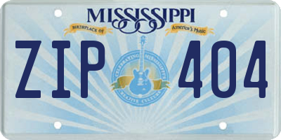 MS license plate ZIP404