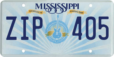 MS license plate ZIP405