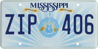 MS license plate ZIP406
