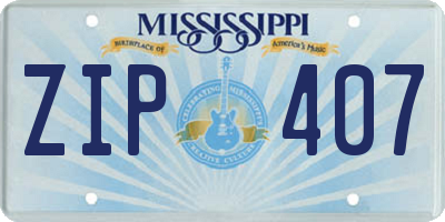MS license plate ZIP407