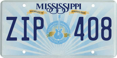 MS license plate ZIP408