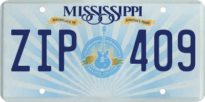 MS license plate ZIP409
