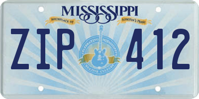 MS license plate ZIP412