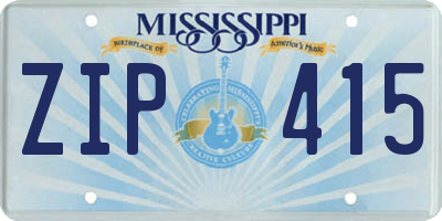 MS license plate ZIP415