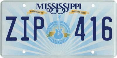 MS license plate ZIP416