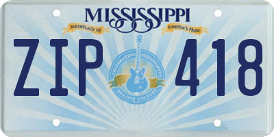 MS license plate ZIP418