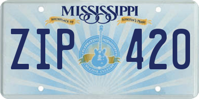 MS license plate ZIP420