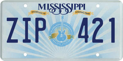 MS license plate ZIP421