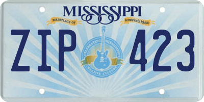 MS license plate ZIP423