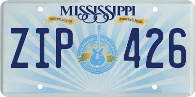 MS license plate ZIP426