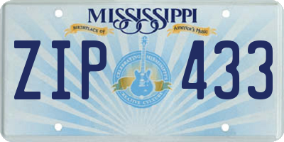 MS license plate ZIP433