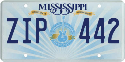 MS license plate ZIP442