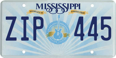 MS license plate ZIP445
