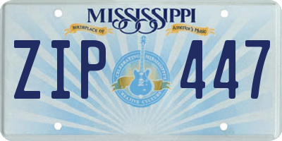 MS license plate ZIP447
