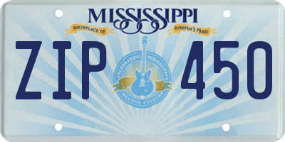 MS license plate ZIP450