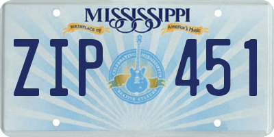 MS license plate ZIP451