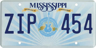 MS license plate ZIP454