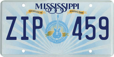 MS license plate ZIP459