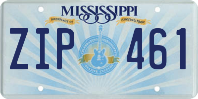 MS license plate ZIP461